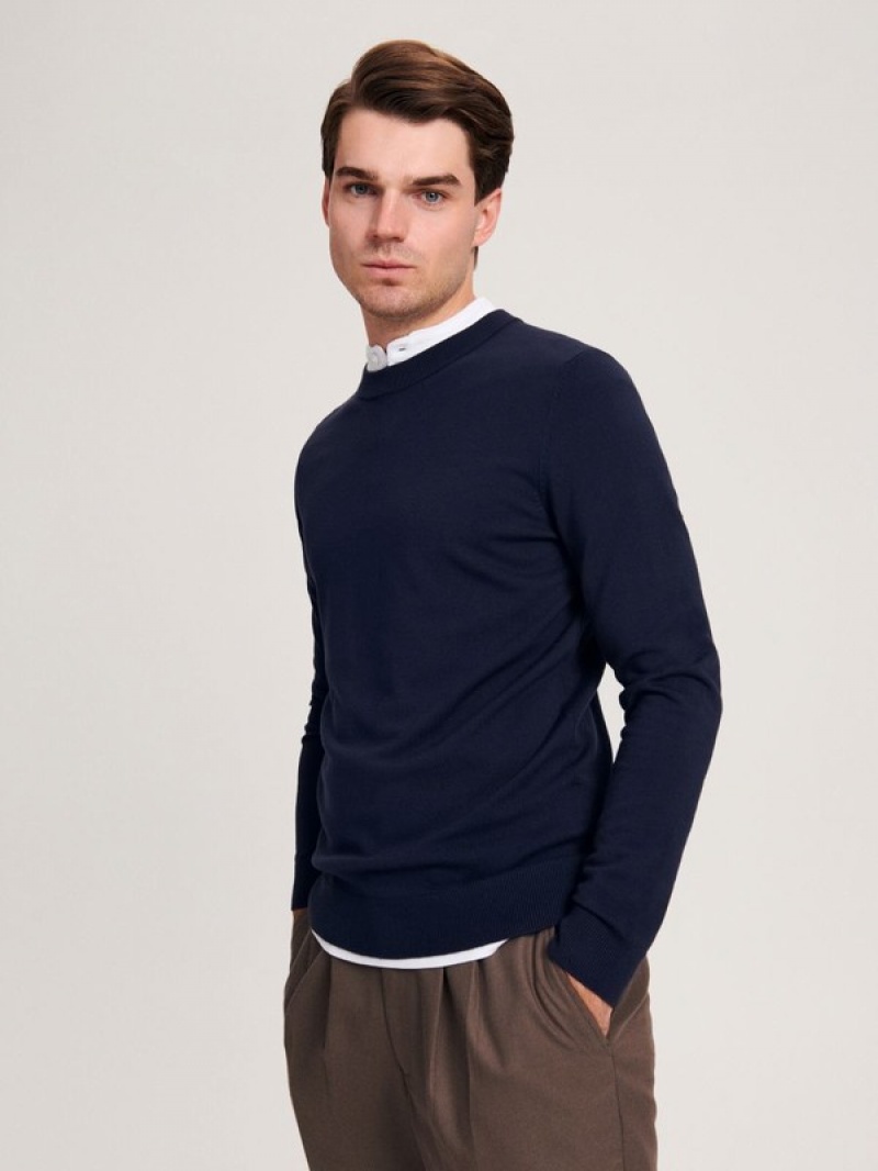 Reserved Viscose Rich Pullover Herren Navy | HKGXDA-890