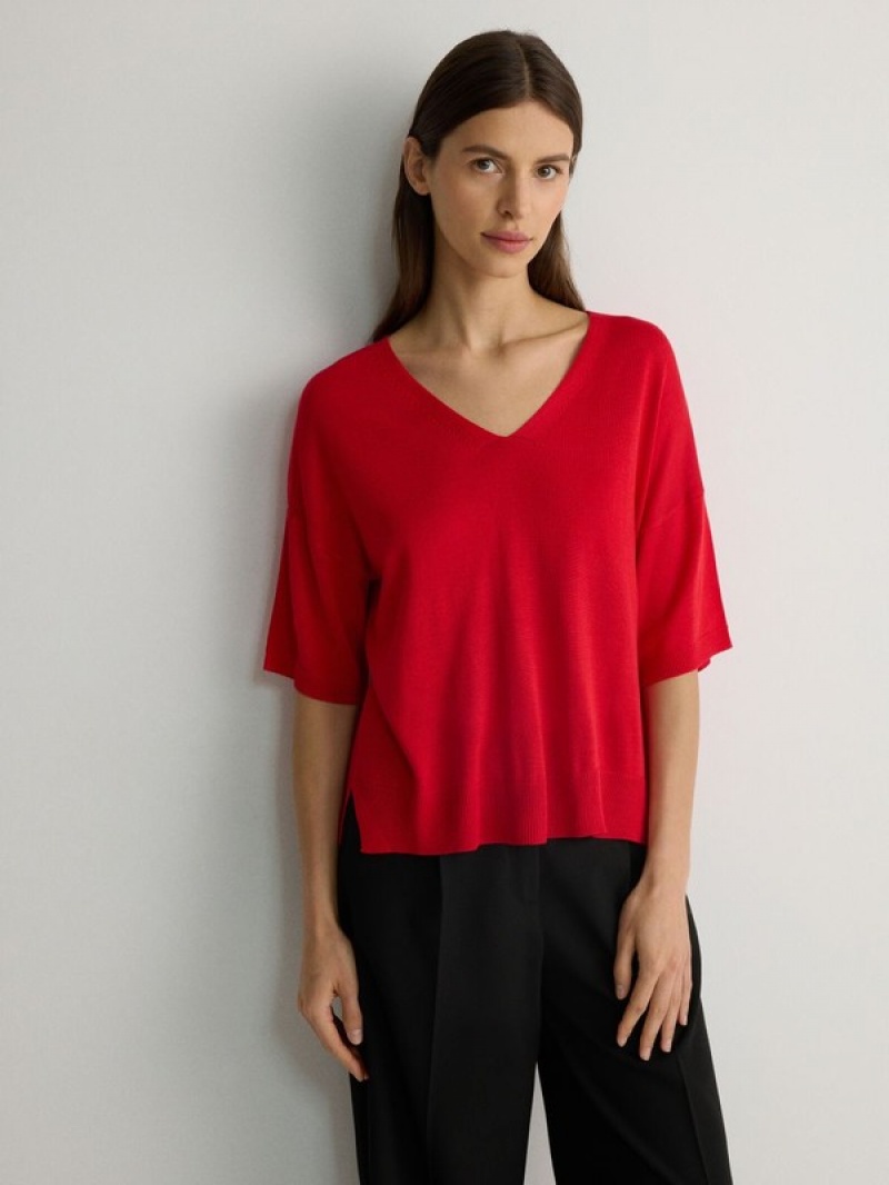 Reserved Viscose Rich Top Hemd Damen Rot | IMFVQN-146