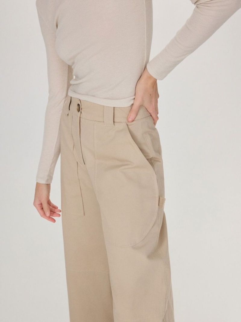 Reserved Weite Leg Hosen Damen Beige | GZNWDM-278