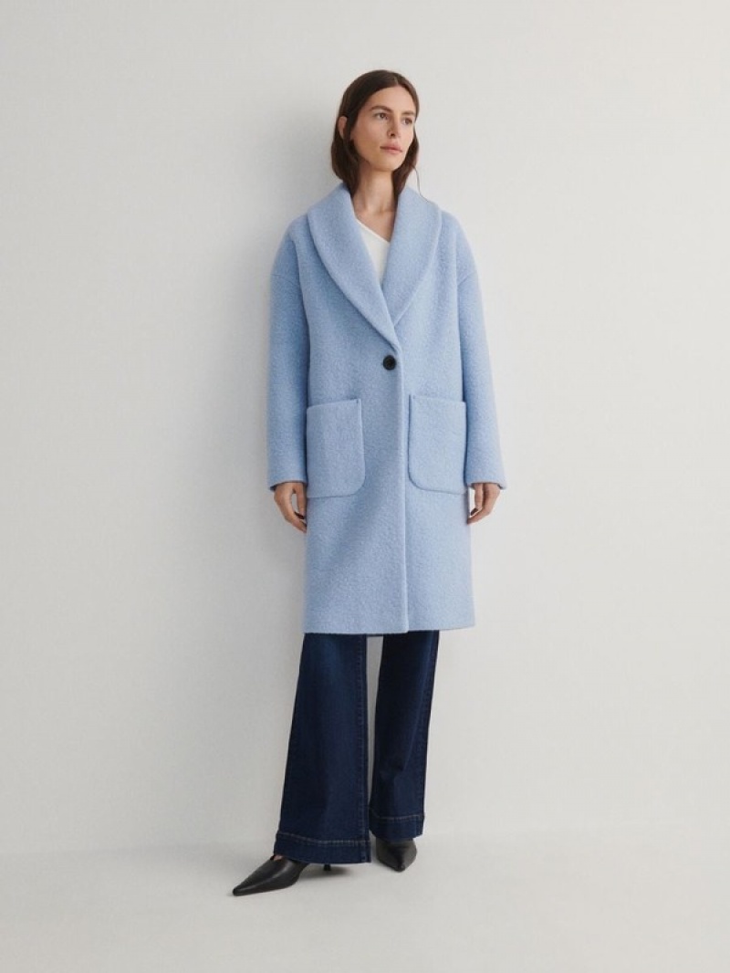 Reserved Wolle Mäntel Damen Blau | JNHMFD-502