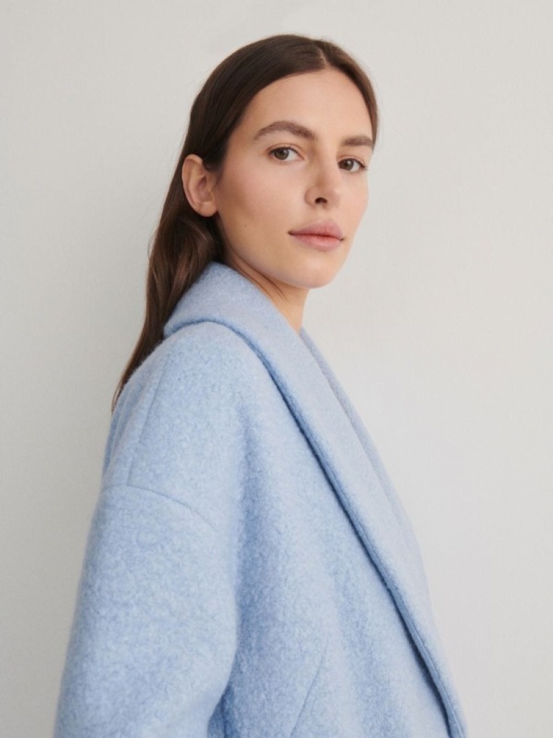 Reserved Wolle Mäntel Damen Blau | JNHMFD-502