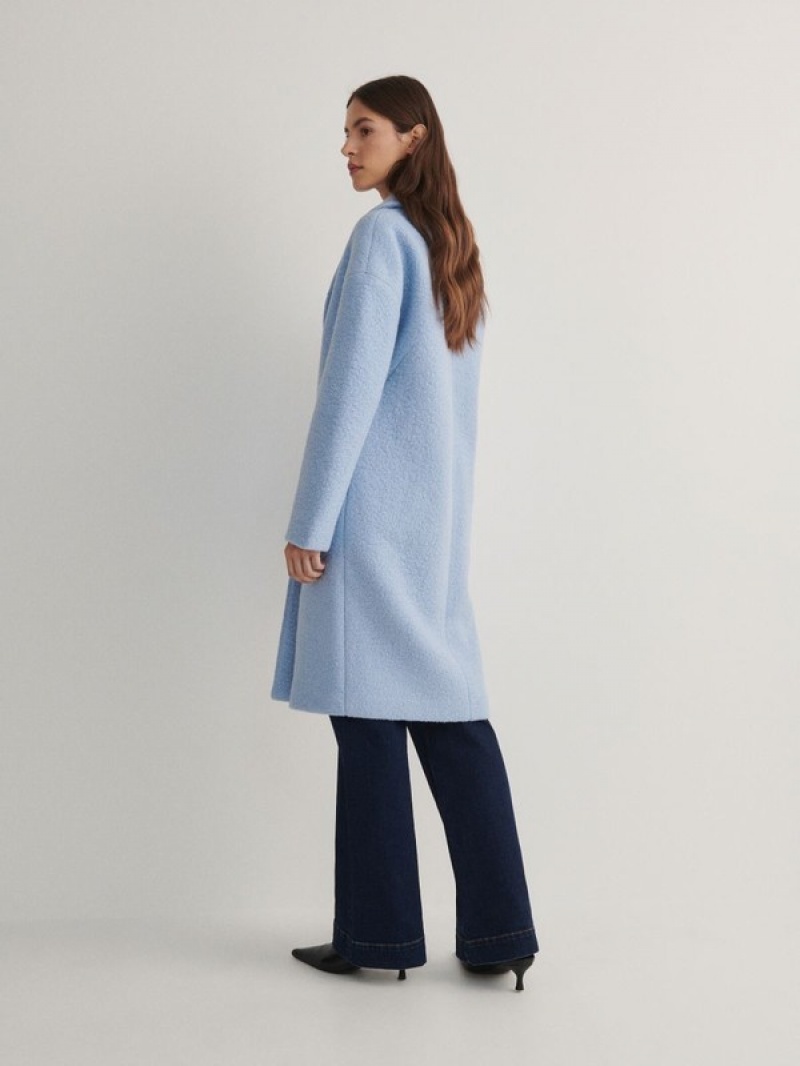 Reserved Wolle Mäntel Damen Blau | JNHMFD-502