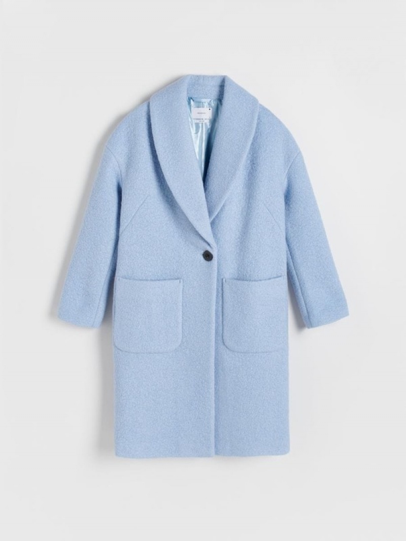 Reserved Wolle Mäntel Damen Blau | JNHMFD-502