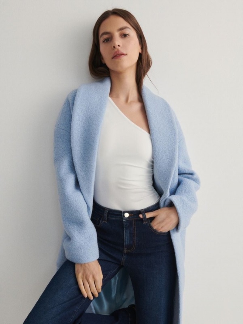 Reserved Wolle Mäntel Damen Blau | JNHMFD-502