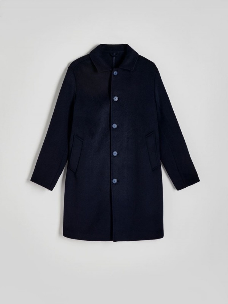 Reserved Wolle Mäntel Herren Navy | HGTCWN-540