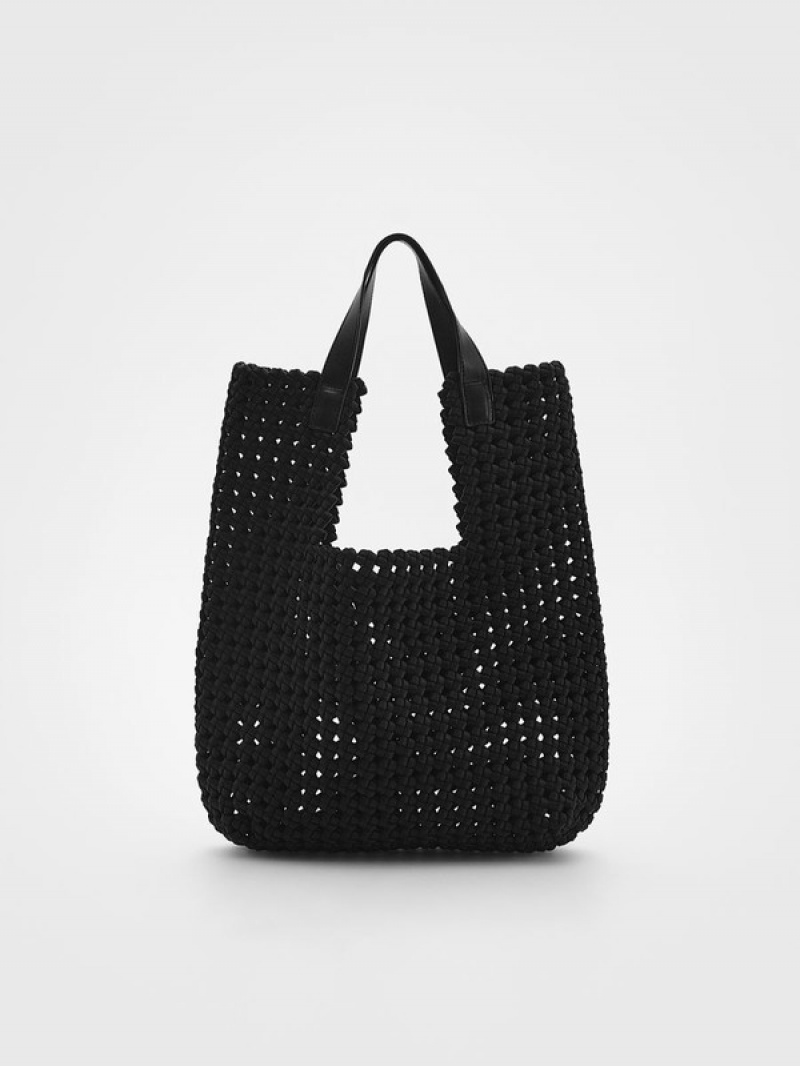 Reserved Woven Shopper Taschen Damen Schwarz | KWDCRM-275