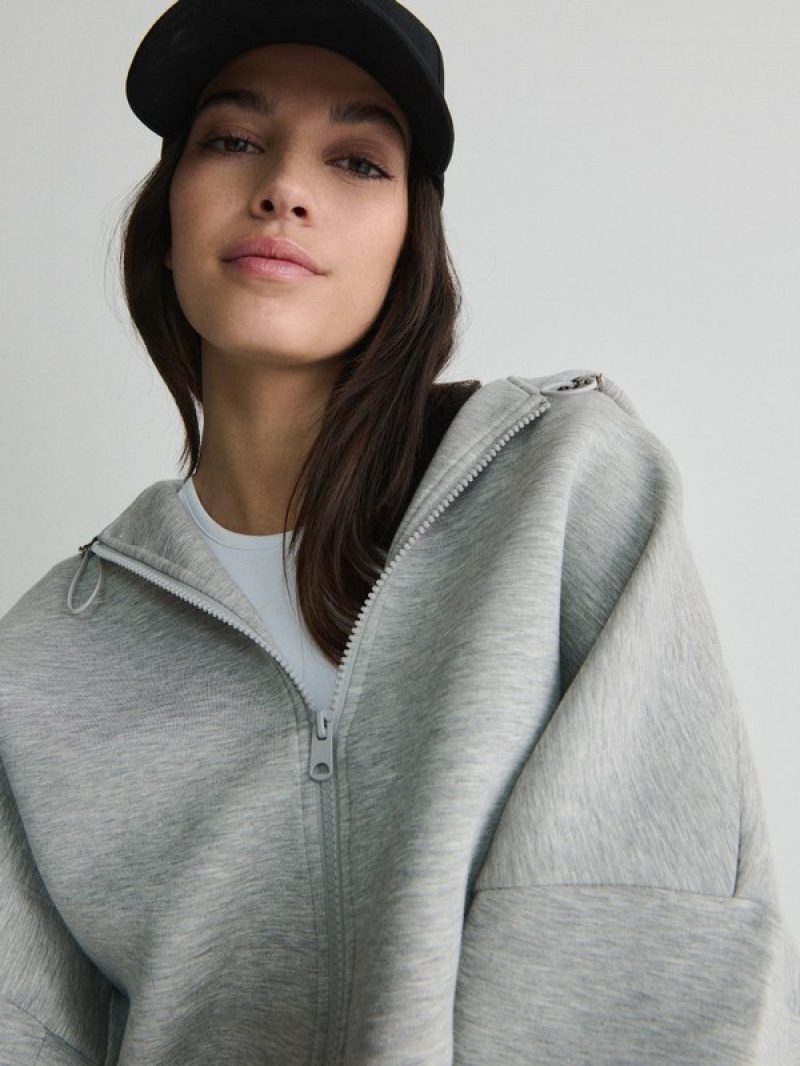 Reserved Zip Up Sweatshirts Damen Hellgrau | YSBNUG-765