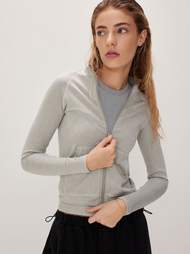 Reserved Zip Up Sweatshirts Damen Hellgrau | KELIPS-709